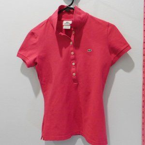 Lacoste Pink/Red Polo Shirt (T-Shirt) Women's Size (38) Small
